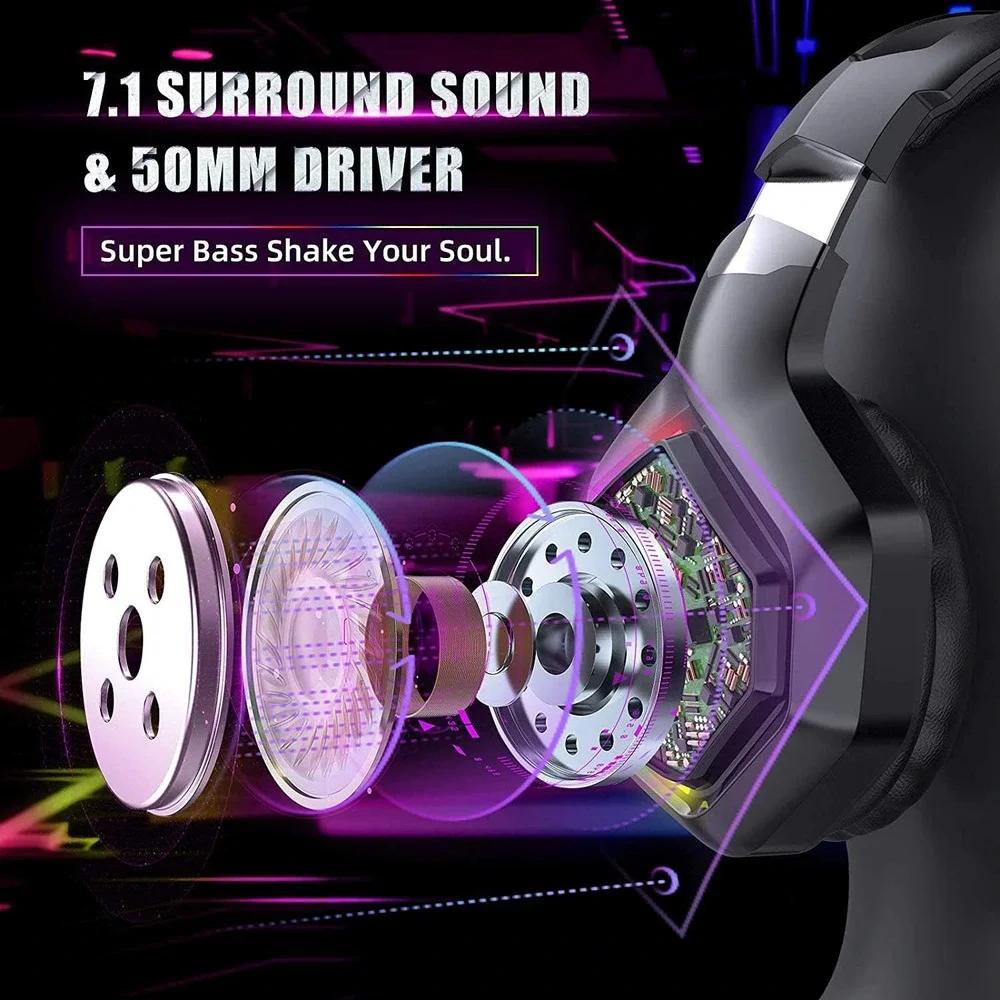 ONIKUMA K10 Pro Gaming Headset with RGB Light Microphone for PS5 For PS4 Game